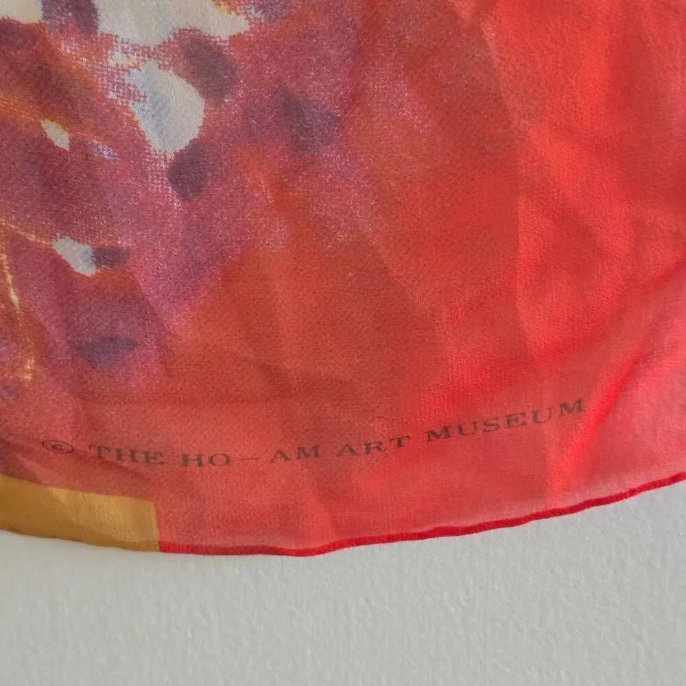 Honolulu Museum of Art Silk Square Scarf, Abstract Butterfly/Floral Print, NWOT